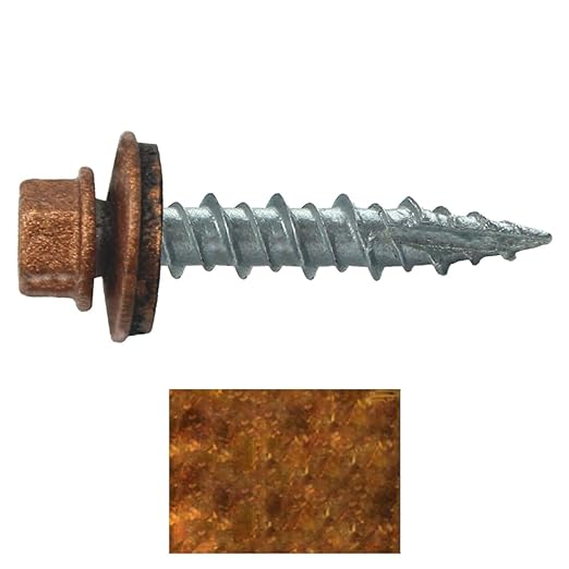 10 x 1 Copper Metal Roofing Screws - Hex Washer Head- Self-Starting/Tapping - EPDM Washer. 1 Bag - 250 Screws