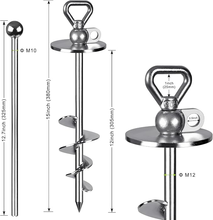 SELEWARE Dog Tie Out Stake 360°Swivel Dog Ground Anchor Outdoor Dog Stake | 15" Long Anti-Rust Heavy Duty Dog Stake for Large Dogs up to 220 lbs, Easy Install with Twist Rod for Yard, Camping Outside