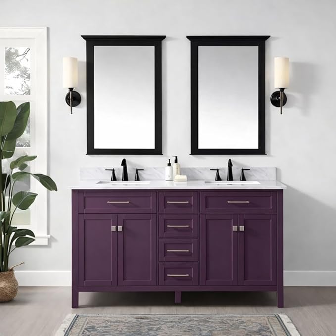 ALL-IN-ONE Paint by Heirloom Traditions, Famous (Deep Amethyst), Gallon - Durable cabinet and furniture paint. Built in primer and top coat, no sanding needed. Includes our 30 featured color card.