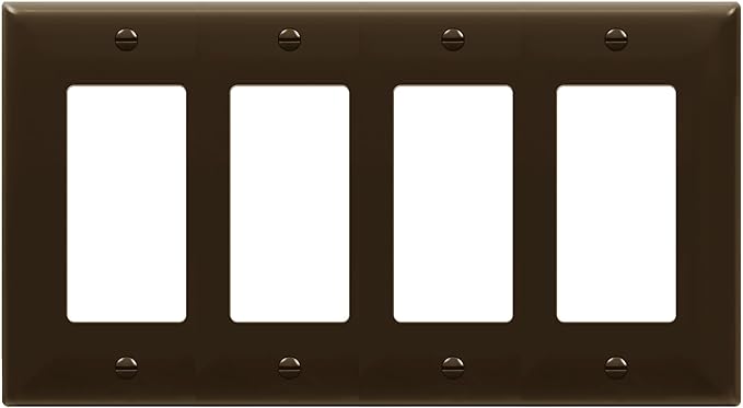 ENERLITES Decorator Light Switch or Receptacle Outlet Wall Plate, Gloss Finish, Size 4-Gang 4.50" x 8.19", Unbreakable Polycarbonate Thermoplastic, UL Listed, 8834-BR, Brown