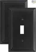 2-Pack Single Toggle Light Switch Cover Plate, Durable Natural Bamboo Fiber Decorative Switch Plate Covers, Matte Black 1 Gang Wall Plate, Corrosion Resistant