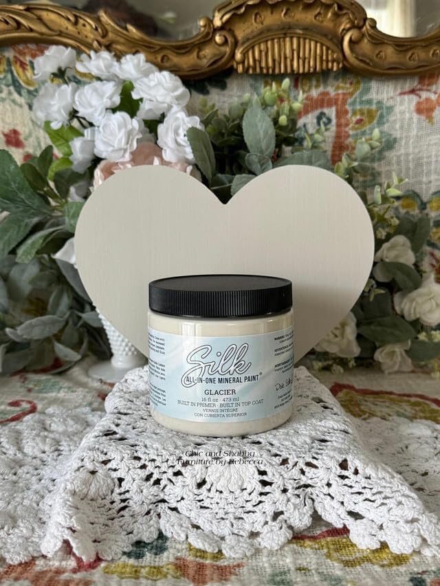 Dixie Belle Silk All-in-One Mineral Paint - Glacier (4oz) - All-in-One Water Based Primer + Topcoat - Durable Furniture Paint - Low Reflective Finish