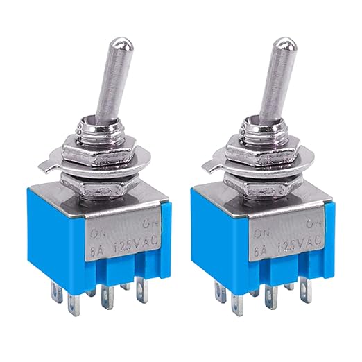 Taiss 10Pcs DPDT Mini Toggle Switch 6-Pin 2 Position ON/ON Miniature Toggle Switches 6A 125VAC Toggle Switch MTS-202