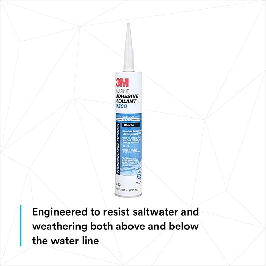 3M Marine Adhesive Sealant 5200 (06504) Permanent Bonding and Sealing for Boats and RVs Above and Below the Waterline Waterproof Repair, Black, 10 fl oz Cartridge with Nozzle