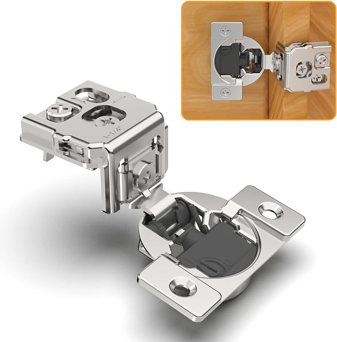 Chibery 20 Pack 1-1/4" 4D Overlay Soft Close Concealed Hinges for Face Frame Door, Control Closing Speed, Smooth Slow Self Close Hinges, Satin Nickel, 105° Open Angle Stainless Steel Cabinet Hinges
