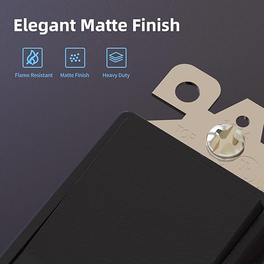 ELEGRP Matte Black 3 Way Decorative Light Switch, 15Amp, 120-277 Volt, AC Decorator Rocker Paddle Wall Switch Replacement, Self-Grounding, Residential and Commercial Grade, UL Listed (10 Pack)