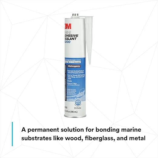 3M Marine Adhesive Sealant 5200, Mahogany, PN06502, Flexible Bonds, Long Work-Time, 1/10 Gallon Cartridge, 10 fl oz
