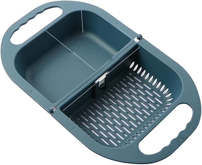 Draining rack Folding Drain Basket Leaking Fruit Box Vegetable Container Drain Rack Sink with Handle Storage Baskets Tools Kitchen Accessories Sink Strainer Basket(B)