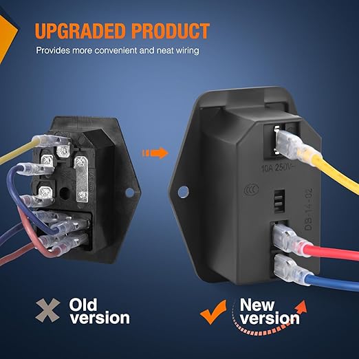 Nilight 2Pcs Switch Power Socket 10A 250V AC Inlet Module On Off Switches Built-in Fuse Led Light 3 Pin Outlet for 3D Printers Computers Home Appliance