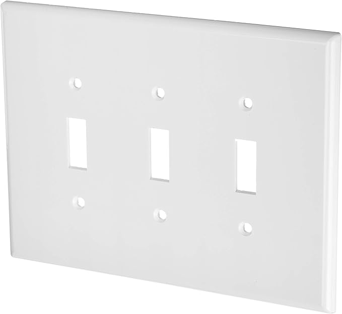Leviton 3-Gang Toggle Switch Wallplate, Oversized, Thermoset, 88111, White
