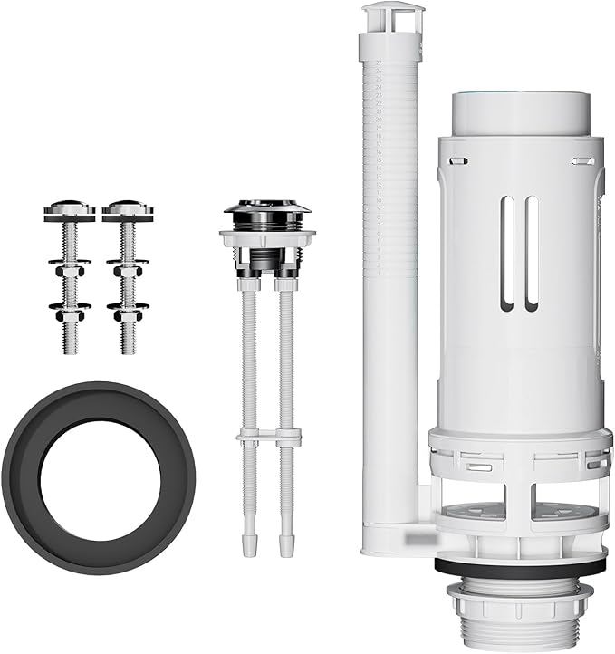 R&T 2-Inch Toilet Flush Valve Replacement Kit with Push Button, Tank to Bowl Gasket with SUS304 Bolts, Toilet Repair Kit Inside Tank for 2-piece Toilet A2473M