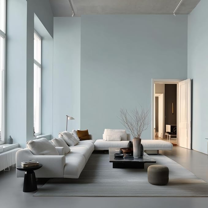 EVOLVE Interior Paint & Primer, Eggshell (Pale Blue), 5 Gallon – One-Coat Coverage, Excellent Hide, Low VOC, Low Odor, Washable Paint for Walls, Doors & Trim