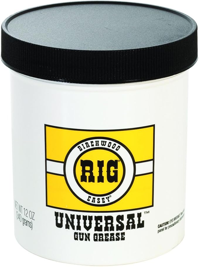 Birchwood Casey Rig Universal Gun Grease | Long-Lasting Superior Lubricant & Preservative for Reliable Gun Protection from Rust & Corrosion, 12-Ounce Jar