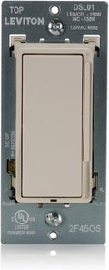 Leviton Decora Slide LED Advanced Dimmer Switch for 150W Dimmable LED, Halogen and Incandescent Bulbs and Fixtures, DSL01-1LT, Light Almond