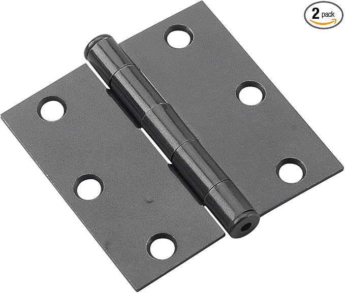 Richelieu Hardware 3" (76 mm) Full Mortise Butt Hinge for Interior Door, 820FBB, 2-Pack, Black
