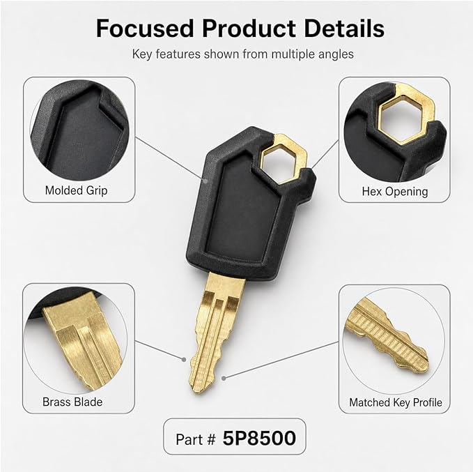 QWORK 5P8500 Keys, 40 Pack Ignition Keys Compatible with Caterpillar Heavy Equipment
