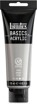 Liquitex BASICS Acrylic Paint, 118ml (4-oz) Tube, Silver