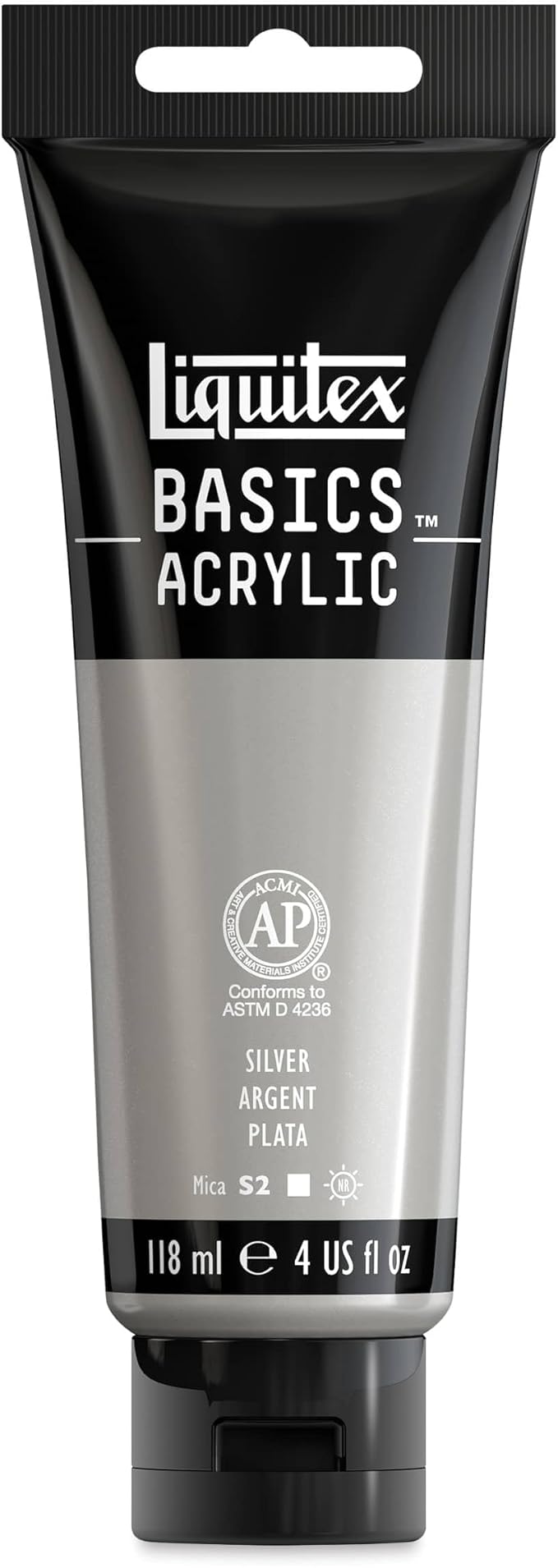 Liquitex BASICS Acrylic Paint, 118ml (4-oz) Tube, Silver