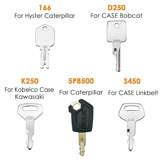 10 Heavy Equipment Key Master Set - Construction Ignition Keys Fit for Cat Caterpillar Komatsu CASE John Deere Hitachi Hyster Kobelco Heavy Equipment Machine Master Key