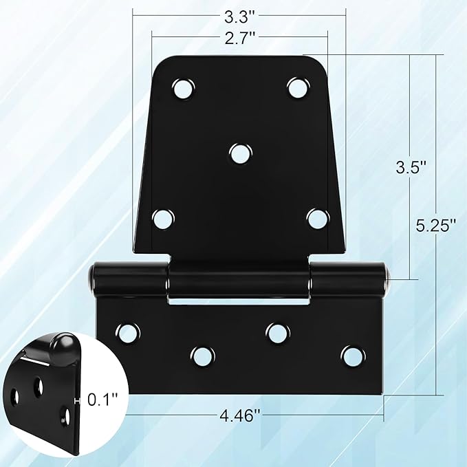 Heavy Duty Gate Hinges 3.5 inch 6 Pack Extra Thick Industrial T Barn Door Hinges Shed Door Hinges for Large Wooden Gates Wood Fence Outdoor - Black Iron Finish (Screws Included)