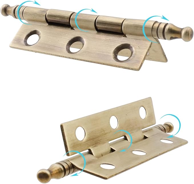 Quluxe 2" Door Hinges, Square Hinge, Antique Brass Hinges for Cabinet Doors Dresser Drawer Closet with Screws- Bronze (Pack of 4)