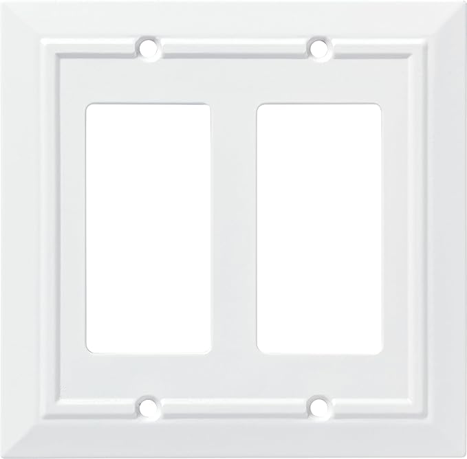 Franklin Brass Classic Architecture (1-Pack) Decorative Light Switch Cover Pure White 4-Gang Decorator/Rocker Wall Plate Quad Switch Plate Cover Electrical Outlet Guard W35252-PW-C