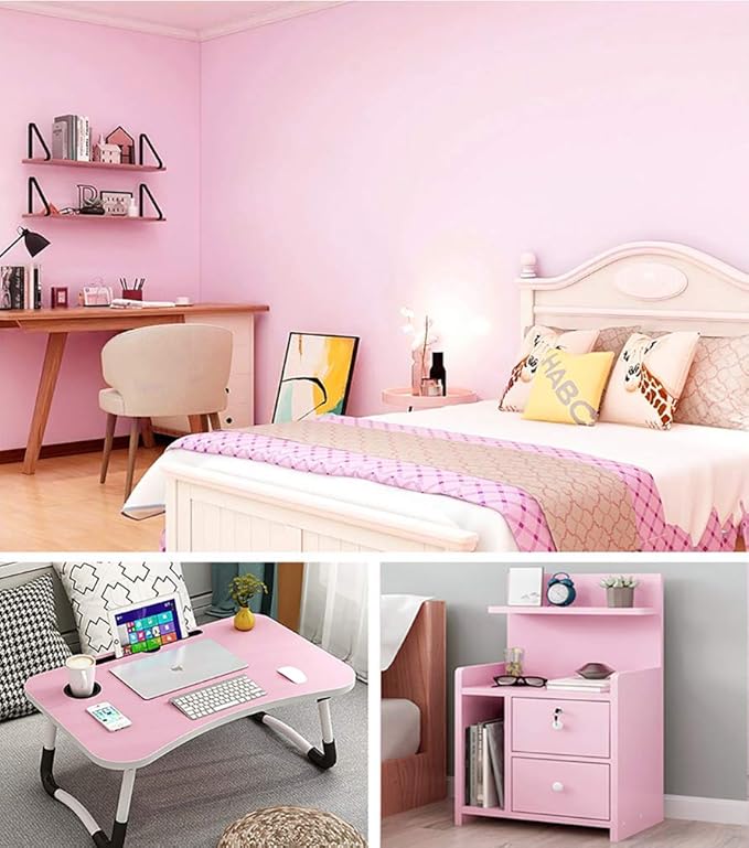 393"x17.7" Pink Peel and Stick Wallpaper Solid Color Contact Paper Self Adhesive Removable Wallpaper for Wall Covering Vinyl Roll