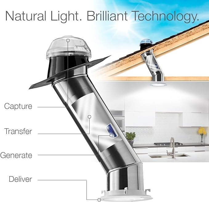 Solatube® Skylight Kit with Integrated Solar NightLight – 10-Inch Tubular Skylight for Natural Daylight and Nighttime Illumination, Energy-Efficient Lighting Solution