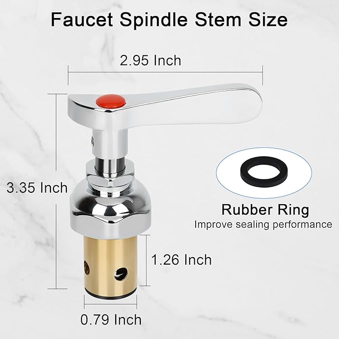 Handle Stem Assembly Replacement Valve Hot & Cold, Brass Spindle Assembly Cartridge Faucet Valve for Kitchen Wall Mount Commercial Faucet