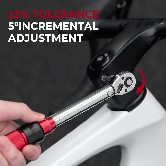 ROCKBROS Bike Torque Wrench 1/4 Inch 13-Piece Kit | 72-Tooth Gear, 2 to 24 Nm / 17.7~212.42 in-lb, Dual-Direction Click Type, 0.2 Nm/0.5° Micro-Adjustment Bike,E-Bike,Motorcycle