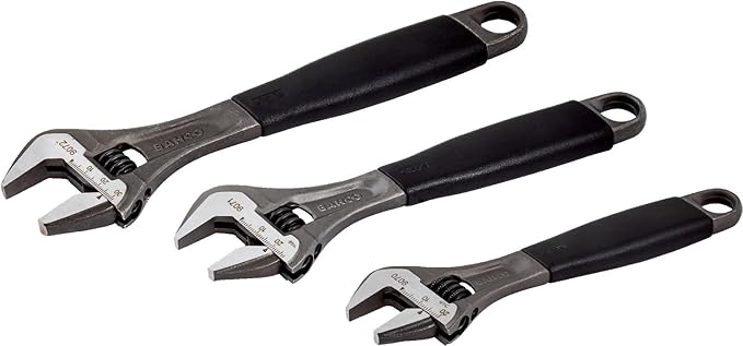 Bacho Alloy Steel Metric Adjustable Wrench Set (Pack of 3)
