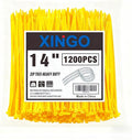XINGO 14 Inch Yellow Zip Ties 1200 PCS, 75 LBS Ultra Strong Tensile Strength, UV Resistant Cable Ties, Self-locking Plastic Ties for Indoor and Outdoor Use
