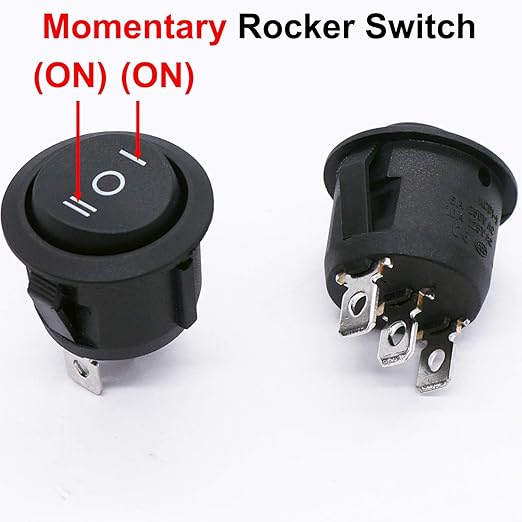 TWTADE / 4Pcs Momentary Boat Rocker Switch 3 Pin 3 Position(ON)-Off-(ON) SPDT Mini Car Auto Boat Round Rocker Toggle Switch 6A 250VAC/10A 125VAC KCD1-5-123