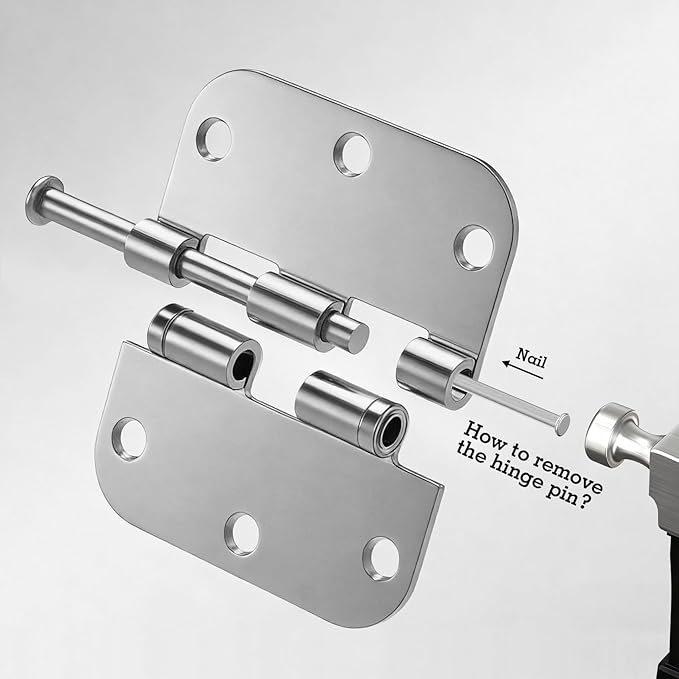 1 Pack Ball Bearing Door Hinges Polished Chrome 3.5 Inch 5/8" Radius Round Anti Squeak Interior 3-1/2"Flat Iron Bifold Standard Office Bedroom Indoor for Doors 3 ½" Hardware Home Decor Accessories