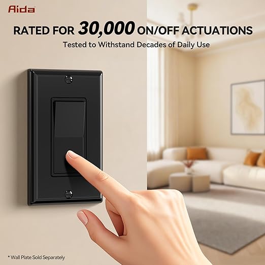 AIDA 50 Pack 4 Way Switch Decorative Light Switch, 15Amp, 120/277 Volt, 4 Way Decorative Light Rocker Switch Replacement, Self-Grounding, Residential and Commercial Grade, UL Listed