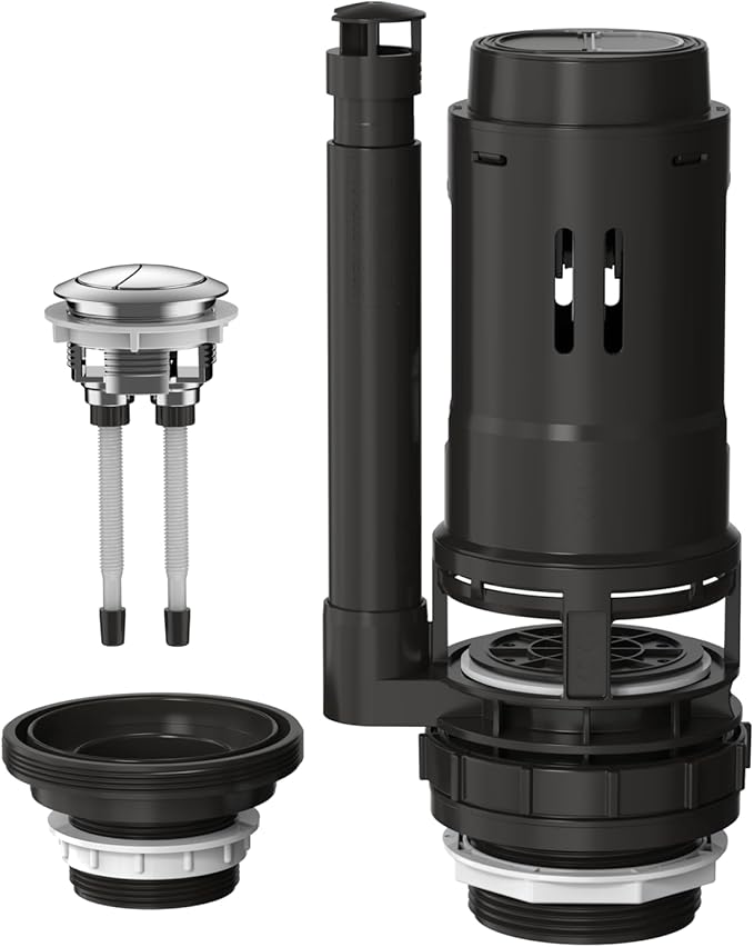R&T Universal Dual Flush Valve for 2-piece Toilet with Top Push Button Toilet Repair Kit Inside Tank Compatible with 3-Inch and 2-Inch Toilet Drain Outlet A2422