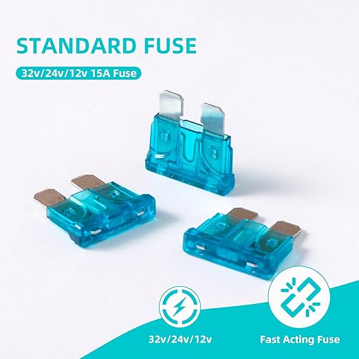 100Pcs 15 Amp Fuses Stanbdard Fuse, 15A Car Fuse Blade for Automotive, Truck, Boat, Motorcycle