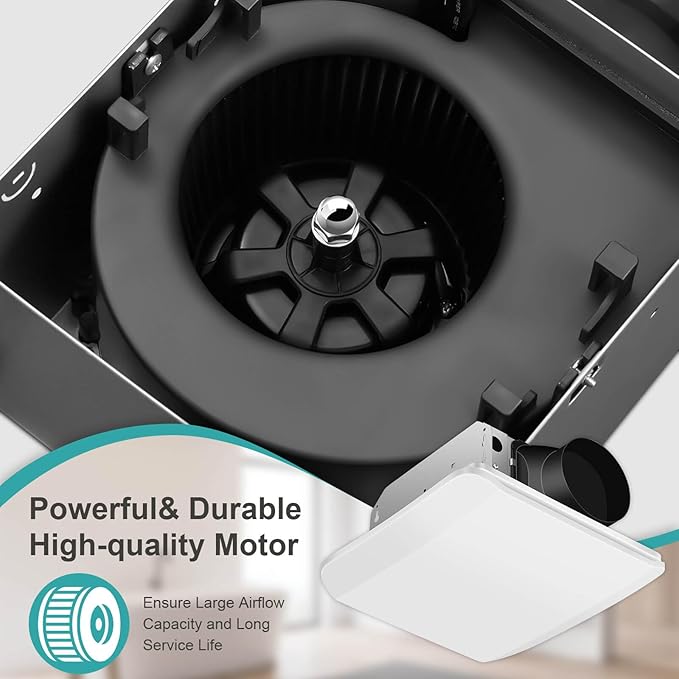 JOEAONZ Bathroom Exhaust Fan Ceiling Mount 110CFM, Quiet Ventilation Fan 1.5 Sones with Hidden Grille Cover & Metal Motor, 4-inch Duct Household Extractor, Ideal for Bathroom Remodeling (White)
