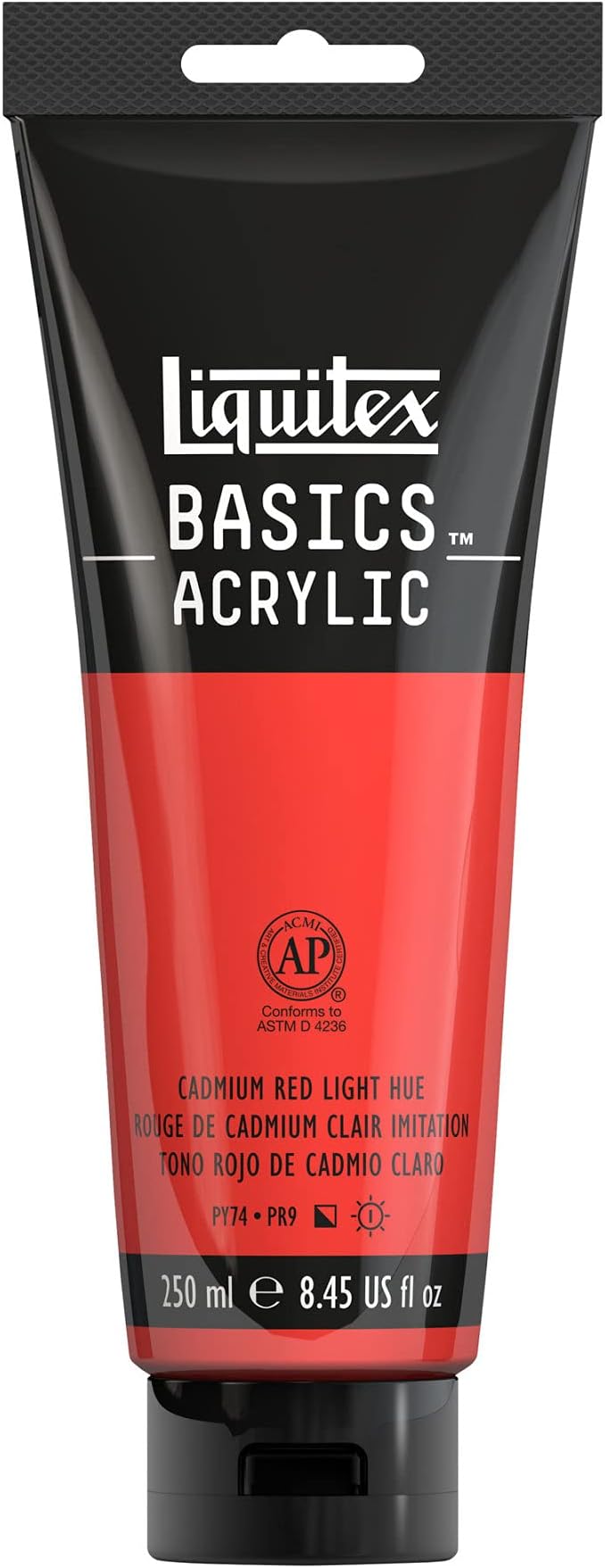 Liquitex BASICS Acrylic Paint, 250ml (8.5-oz) Tube, Cadmium Red Light Hue