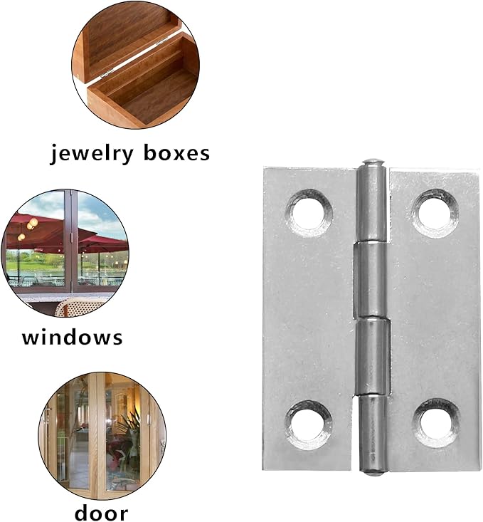Piutouyar 6Pack Butt Hinge 2 Inch Mini Hinges 304 Stainless Steel Hinges Small Cabinet Hinges Folding Craft Hinges with Mounting Screws for Boxes Gate Drawer