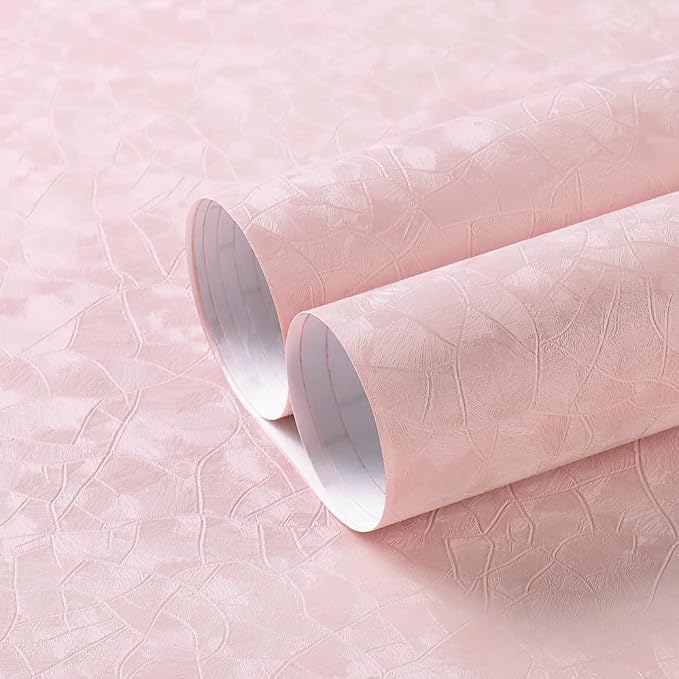 Yasinet 196.8×17.3" Pink Peel and Stick Wallpaper,Ultra-Strong Adhesion Wall Paper Pink Peel and Stick Modern Removable Waterproofing Wallpaper for Bathroom Cupboard Bedroom Apartment Decorate