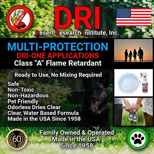 Fire Retardant Spray (Class A for Wood, Thatch and More) Eco-Safe, Non Toxic, ASTM E84, 1 Gallon Jug DRI-ONE