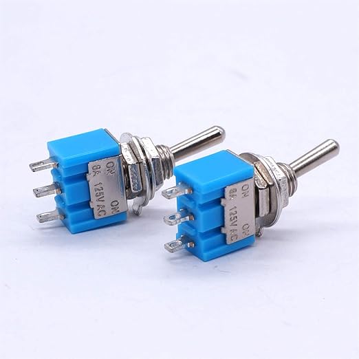Taiss 10pcs SPDT Mini Toggle Switch 3-Pin 2 Position ON/ON Miniature Toggle Switches 6A 125V AC MTS-102