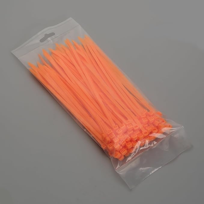 13" PP Zip Ties,Polypropylene Zip Tie, Orange Acid and Alkali Resistant Plastic Cable Tie used for Aquaculture,Floating Solar Panels,Marine Applications (Pack of 100)