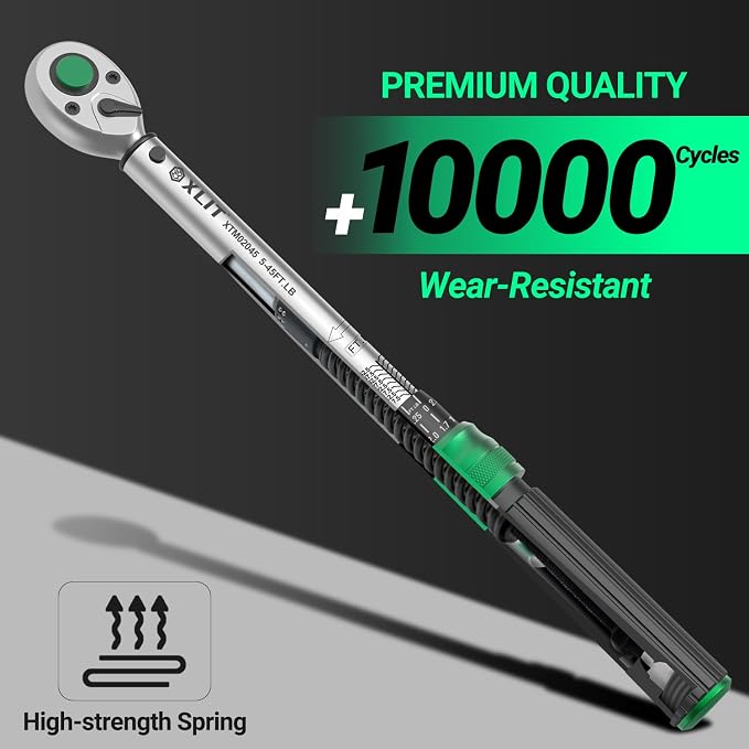 3/8" Drive Click Torque Wrench, 5-45 Ft-Lb/6.8-61Nm Dual-Direction Adjustable 72 Tooth Ratchet, ±3% Accuracy Precisio Low Torque Wrench for Spark Plugs, Bike, Motorcycle and Car Repair
