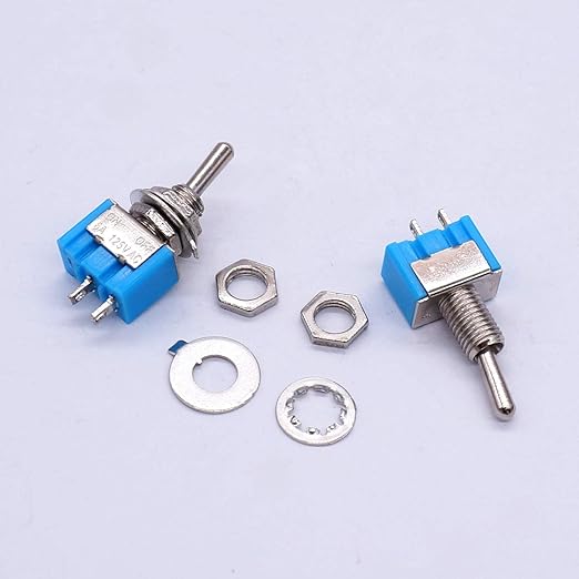 Taiss 10PCS SPST Mini Toggle Switch 2 Pin 2 Position ON/Off Miniature Toggle Switch 6A 125V MTS-101