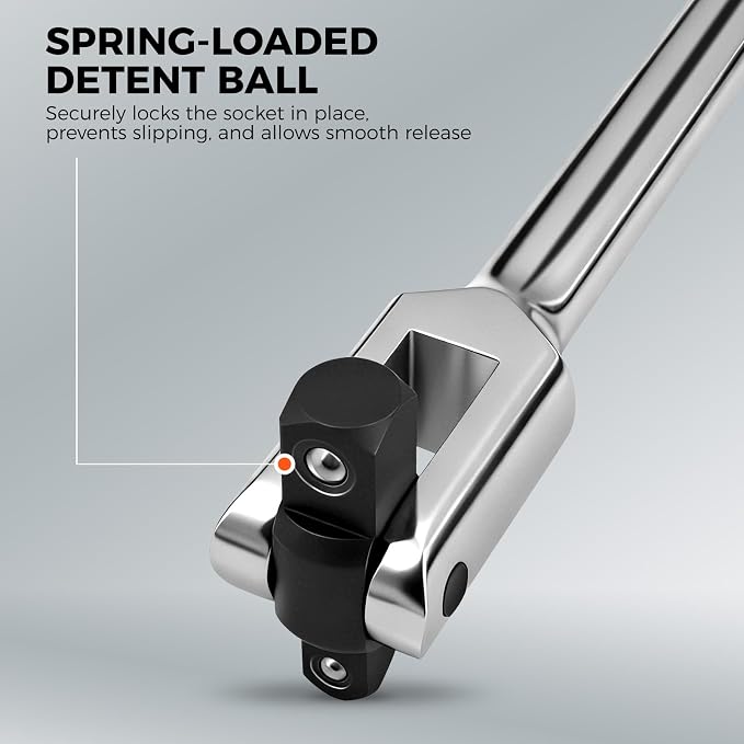 HORUSDY 10-Piece Dual-Drive Breaker Bar Set, Heavy-Duty Torque Kit with 360° Rotatable Head, Premium Cr-V Steel, Spring-loaded Detent Ball, Extension Bars & Socket Adapters, Durable Storage Case