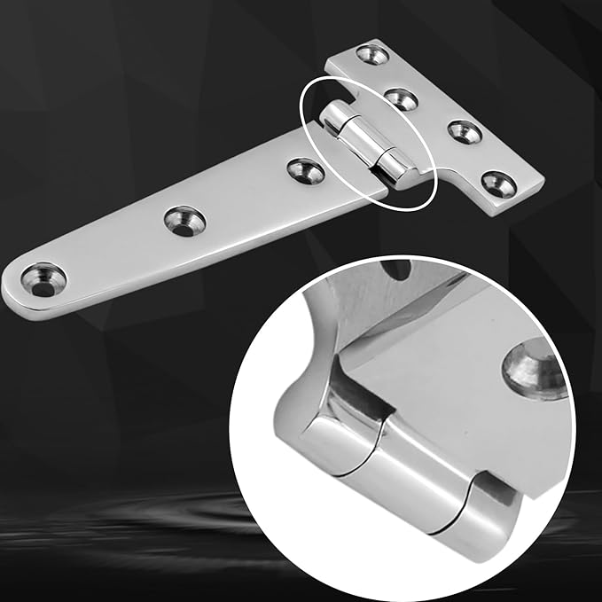 316 Stainless Steel T Hinges Marine Grade 6'' x 3" Heavy Duty Boat Hatch Hinge (150 mm X 72 mm) 2 Pack Casting Cabinet Hardware Door Hinge with Screws