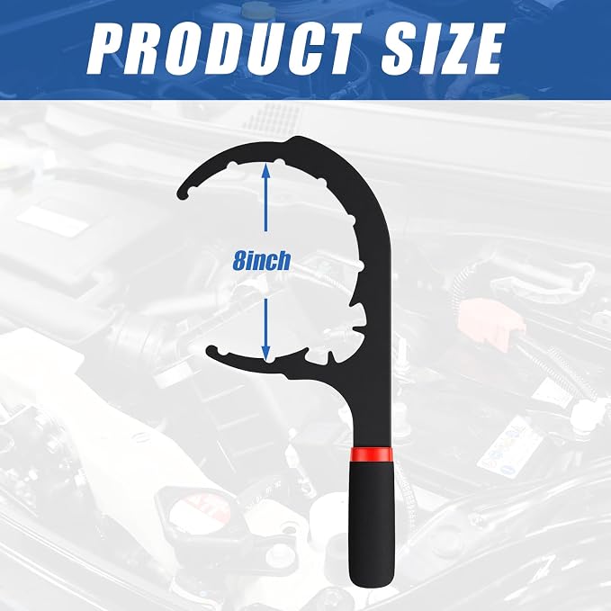 1 Pcs Fuel Filter Wrench 8'' Red and Black | Compatible with Diesel Engines Water Separator, Cap Claw Grip Design, Metal Plastic Build, Easy Removal