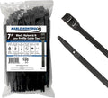 Kable Kontrol Low-Profile Cable Ties 7 Inch 100 Pcs, 88 Lbs Test - Black | Double Locking Cable Ties UL Listed Inline Zip Ties - Chemical, UV & Abrasion Resistant Ties for Automotive & Medical Use